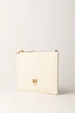 Pinko Flat Love Bag Simply TrapuntataBIANCO SETA-ANTIQUE GOLD