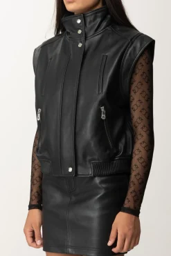 Pinko Giacca Biker In Pelle SmanicataNERO LIMOUSINE