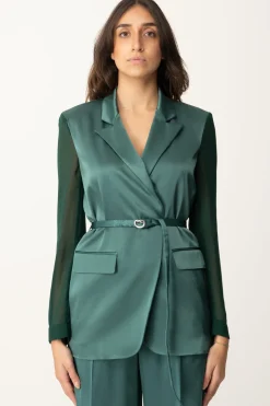 Pinko Giacca con Cinturino e Maniche VelateVERDE BOTTIGLIA SCURO