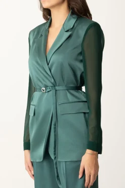 Pinko Giacca con Cinturino e Maniche VelateVERDE BOTTIGLIA SCURO