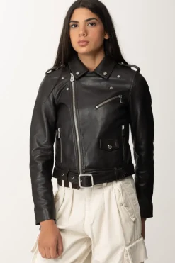 Pinko Giacca Costa Rica In PelleMARRONE OLTRE BUIO