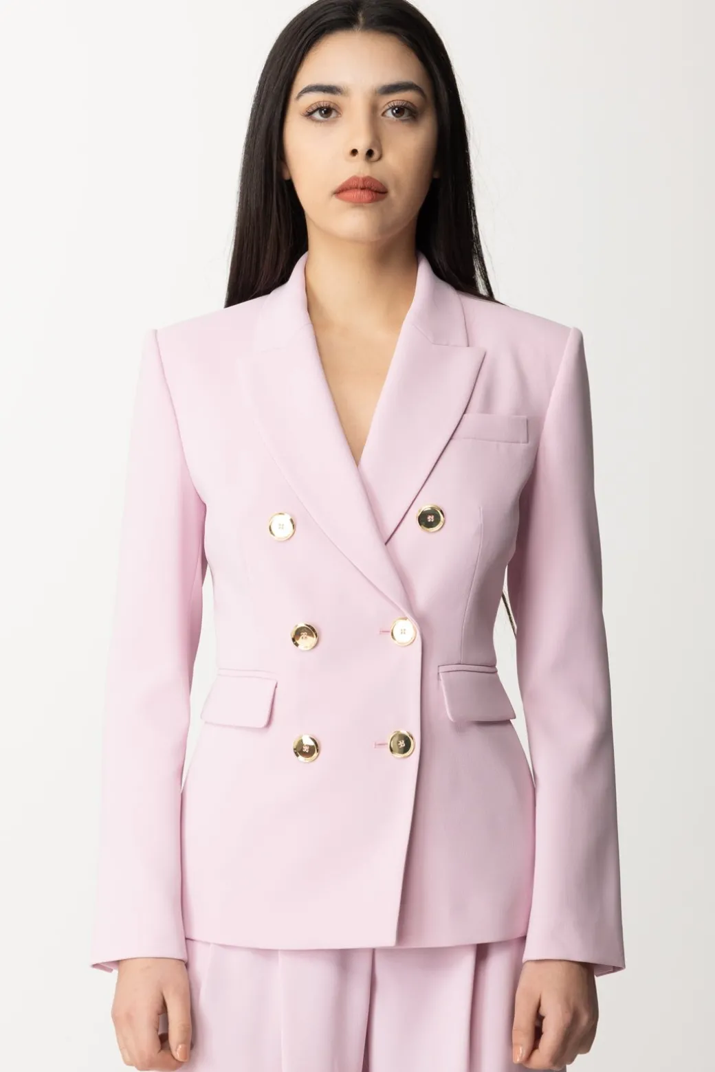 Pinko Giacca Doppiopetto con Tasche a PattaFUMO ORCHIDEA