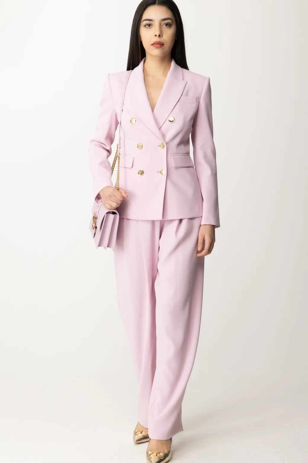 Pinko Giacca Doppiopetto con Tasche a PattaFUMO ORCHIDEA