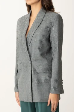 Pinko Giacca Doppiopetto Over con StrassGRIGIO - EBANO