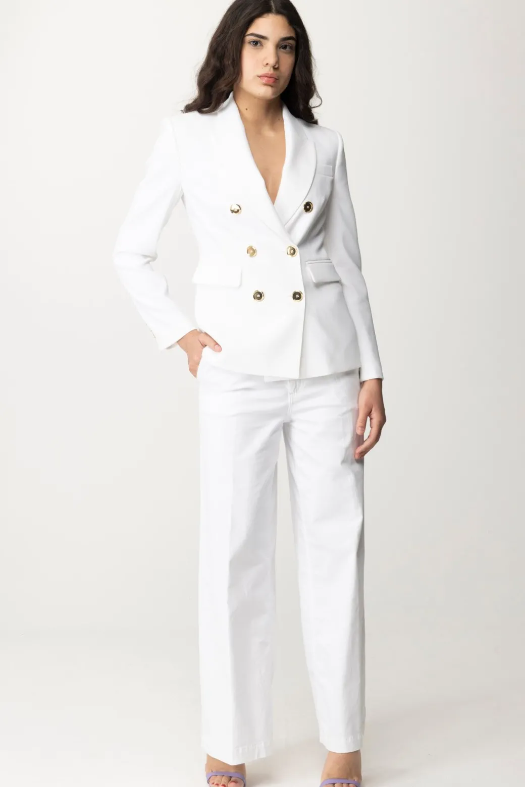 Pinko Giacca Doppiopetto con Tasche a PattaWHITE