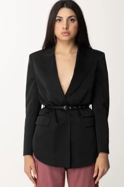 Pinko Giacca Satin con CinturaNERO LIMOUSINE
