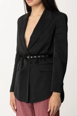 Pinko Giacca Satin con CinturaNERO LIMOUSINE