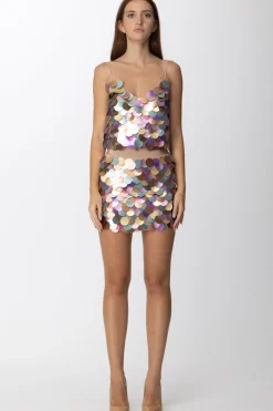 Pinko Gonna Corta con Paillettes MulticolorMULT.VERDE/ROSA