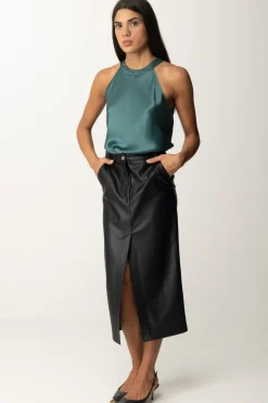 Pinko Gonna Midi In EcopelleNERO LIMOUSINE