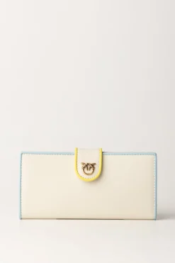 Pinko Horizontal Flat WalletBIANCO SETA-ANTIQUE GOLD