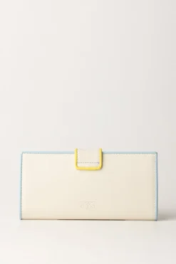 Pinko Horizontal Flat WalletBIANCO SETA-ANTIQUE GOLD