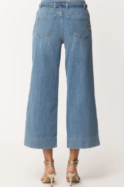 Pinko Jeans Crop con Cintura LogataBLU-PORCELLANA DELF