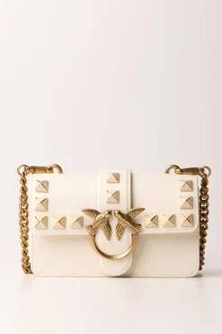 Pinko Love One Mini Bag con BorchieBIANCO SETA-ANTIQUE GOLD
