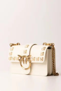 Pinko Love One Mini Bag con BorchieBIANCO SETA-ANTIQUE GOLD