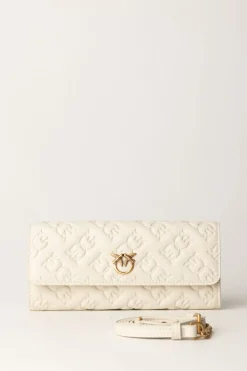 Pinko Love Tiny Birds WalletBIANCO SETA-ANTIQUE GOLD