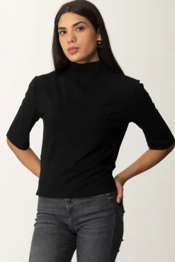 Pinko Maglia a Collo Alto con Logo "love Birds"NERO LIMOUSINE