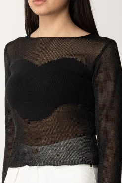 Pinko Maglia a Rete Effetto NudeNERO LIMOUSINE