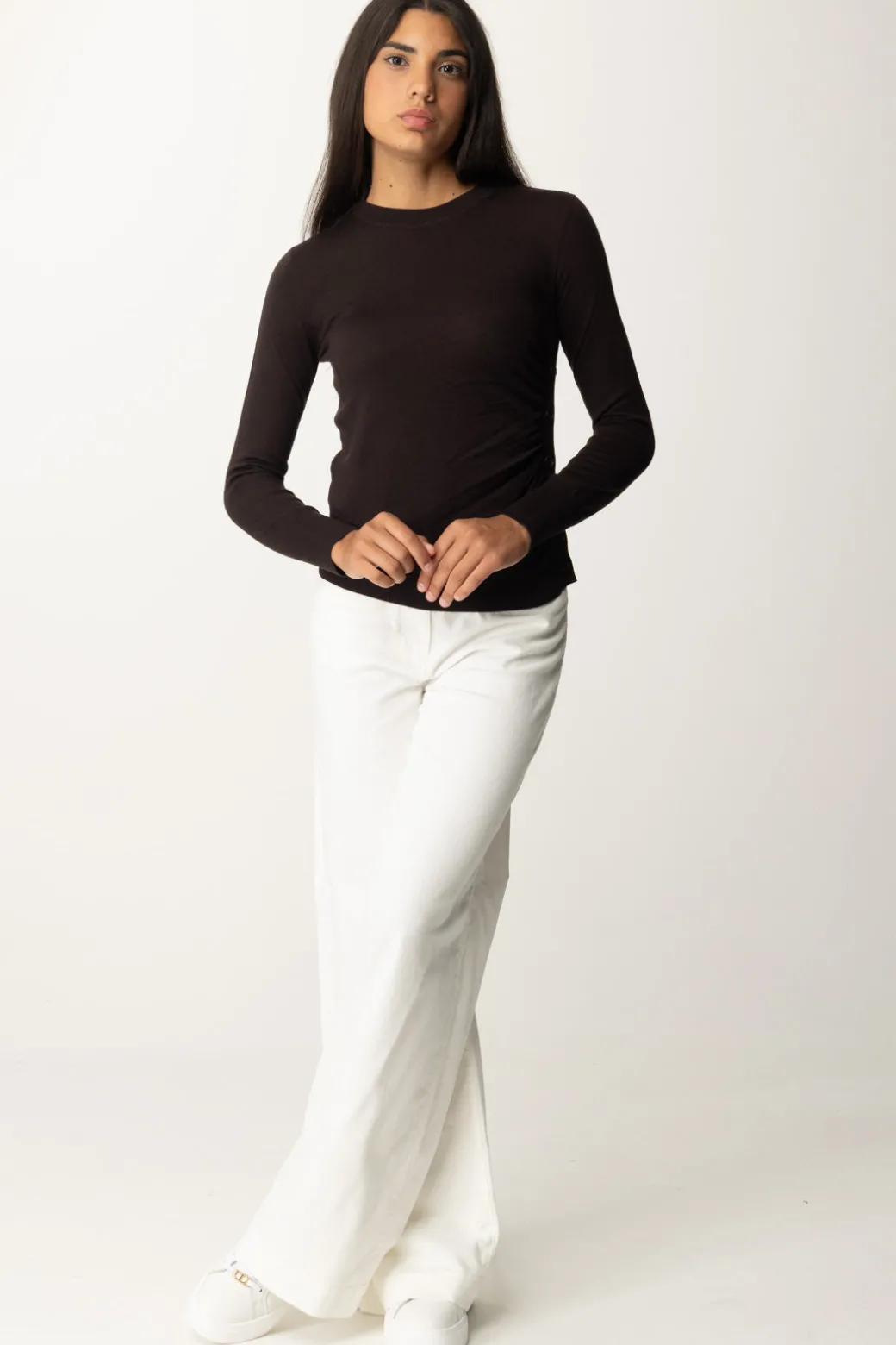 Pinko Maglia con Bottoni LateraliMARRONE