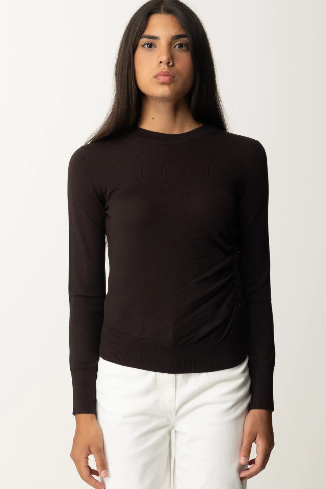 Pinko Maglia con Bottoni LateraliMARRONE