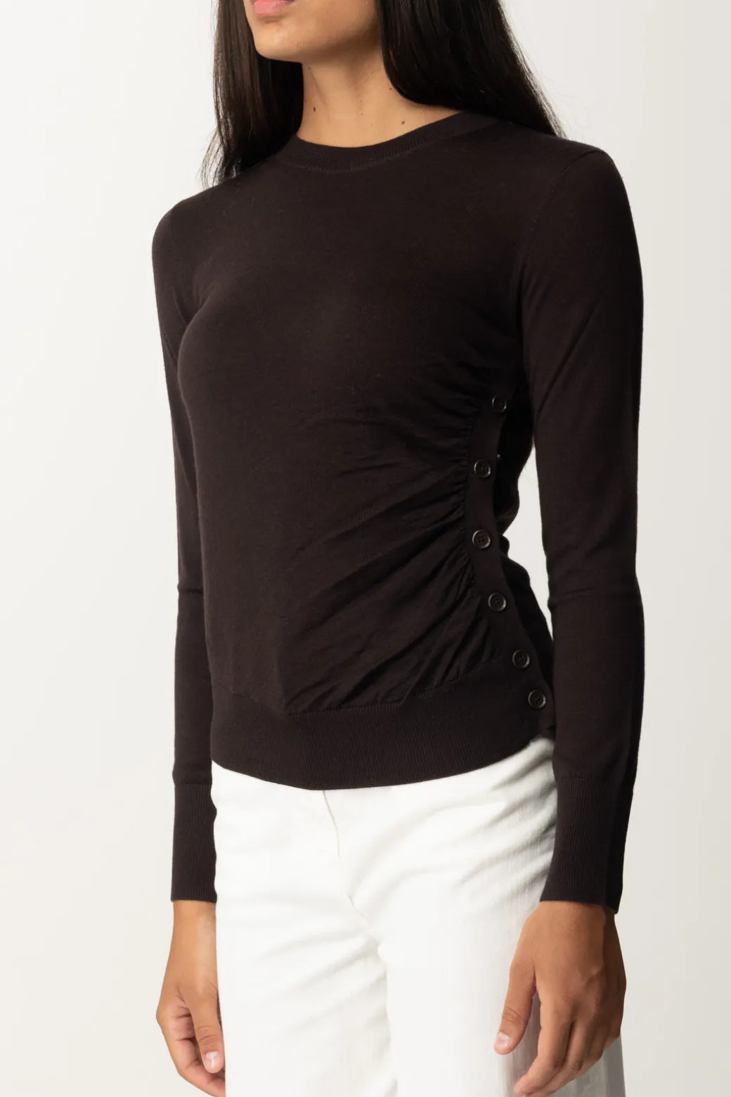 Pinko Maglia con Bottoni LateraliMARRONE