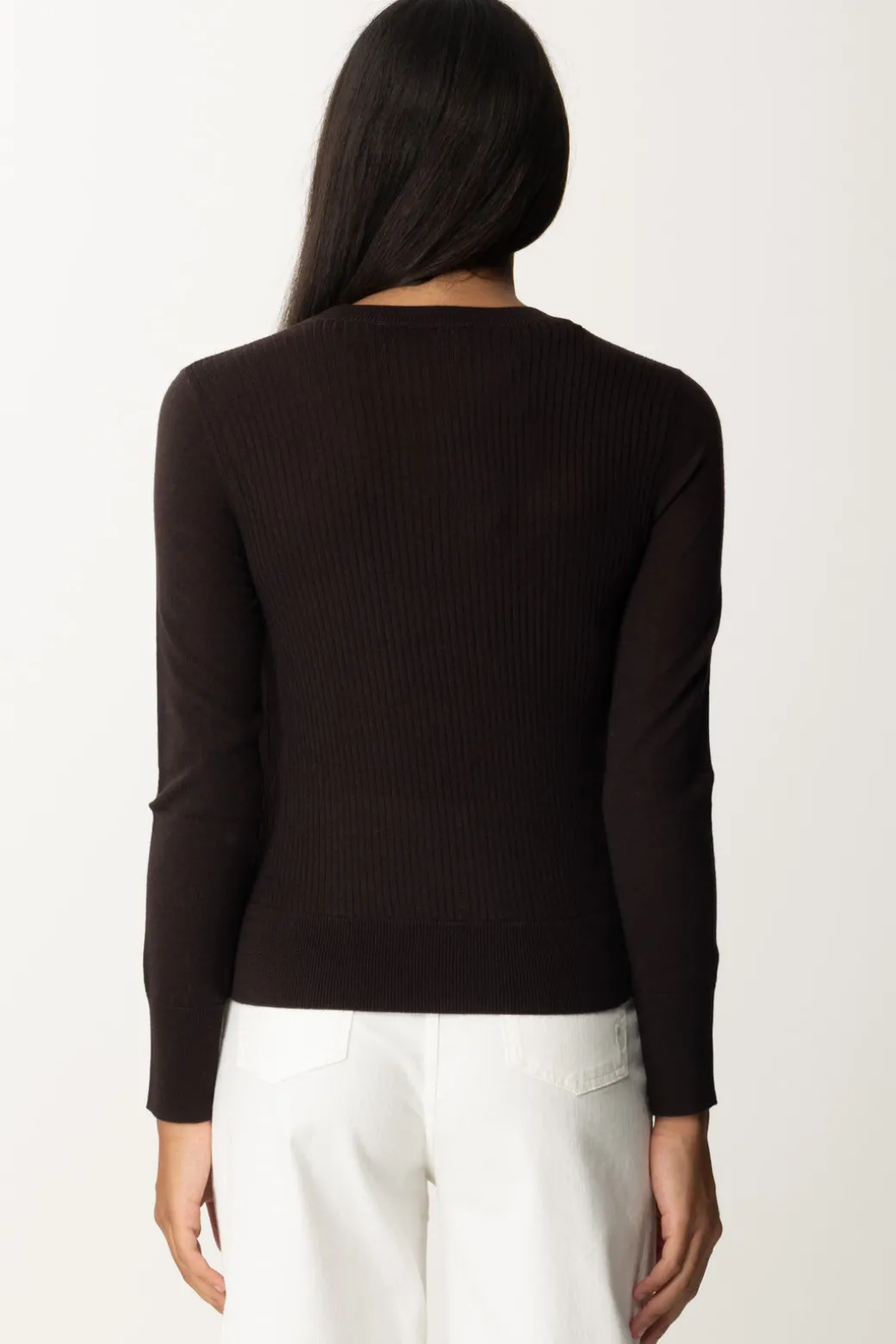 Pinko Maglia con Bottoni LateraliMARRONE