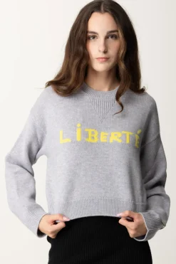 Pinko Maglia Crop In Lana LibertéGRIGIO CHIARO/GIALLO