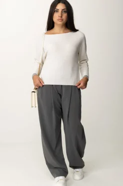 Pinko Maglia Scollo a Barca con Etichetta LogoBIANCO/GRIGIO