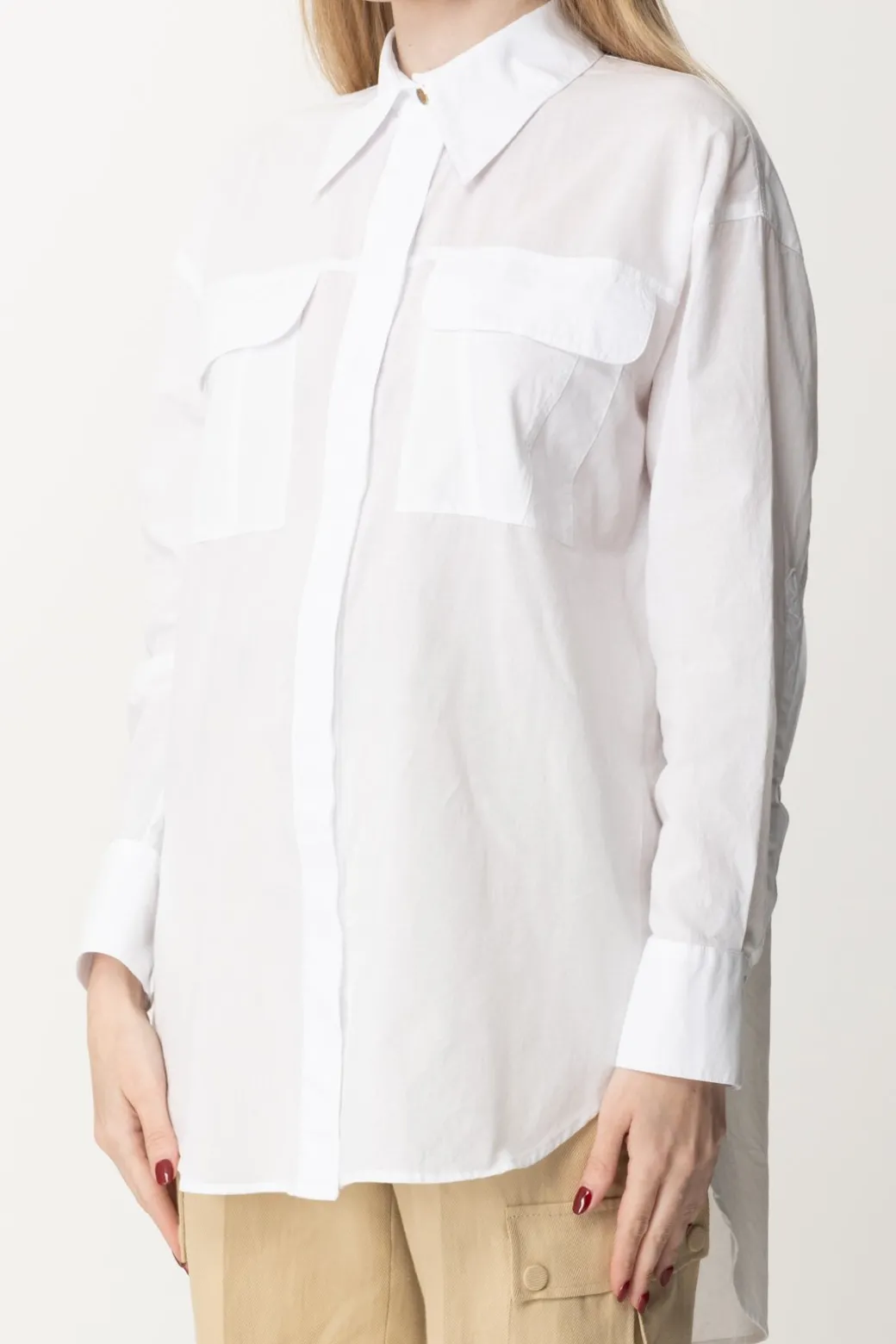 Pinko Maxi Camicia con Tasconi Al PettoBIANCO BRILL.