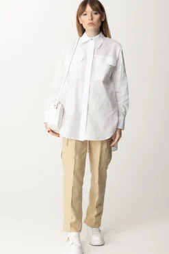 Pinko Maxi Camicia con Tasconi Al PettoBIANCO BRILL.