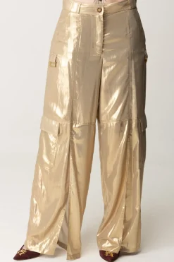 Pinko Pantaloni Cargo Effetto MetallicoBEIGE/ORO