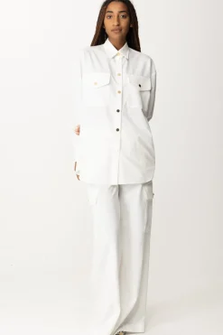 Pinko Pantaloni Cargo Fluidi In Viscosa StretchBIANCO-BIANCANEVE