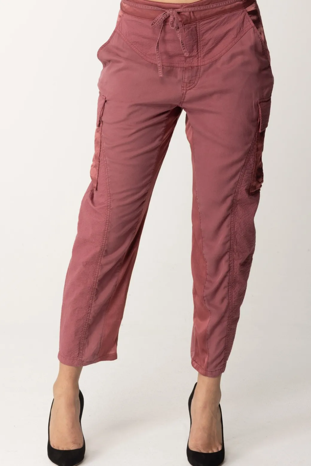 Pinko Pantaloni Cargo Fluidi con CoulisseROSA DECO