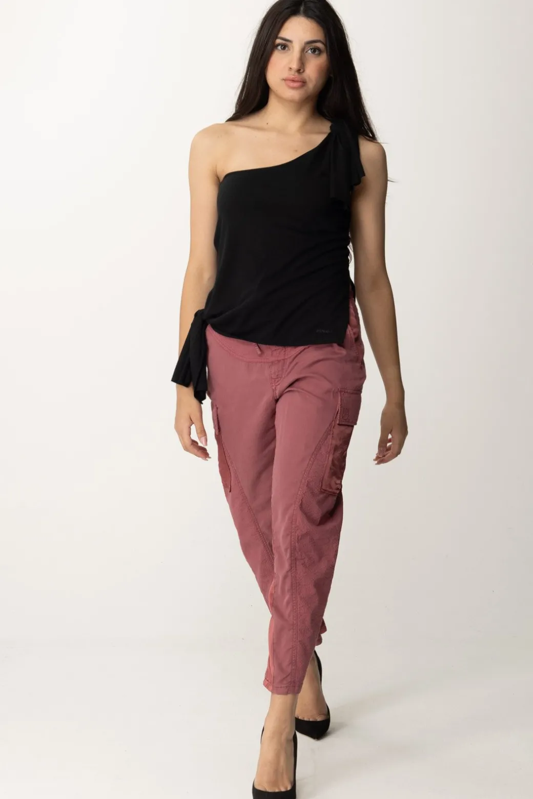 Pinko Pantaloni Cargo Fluidi con CoulisseROSA DECO