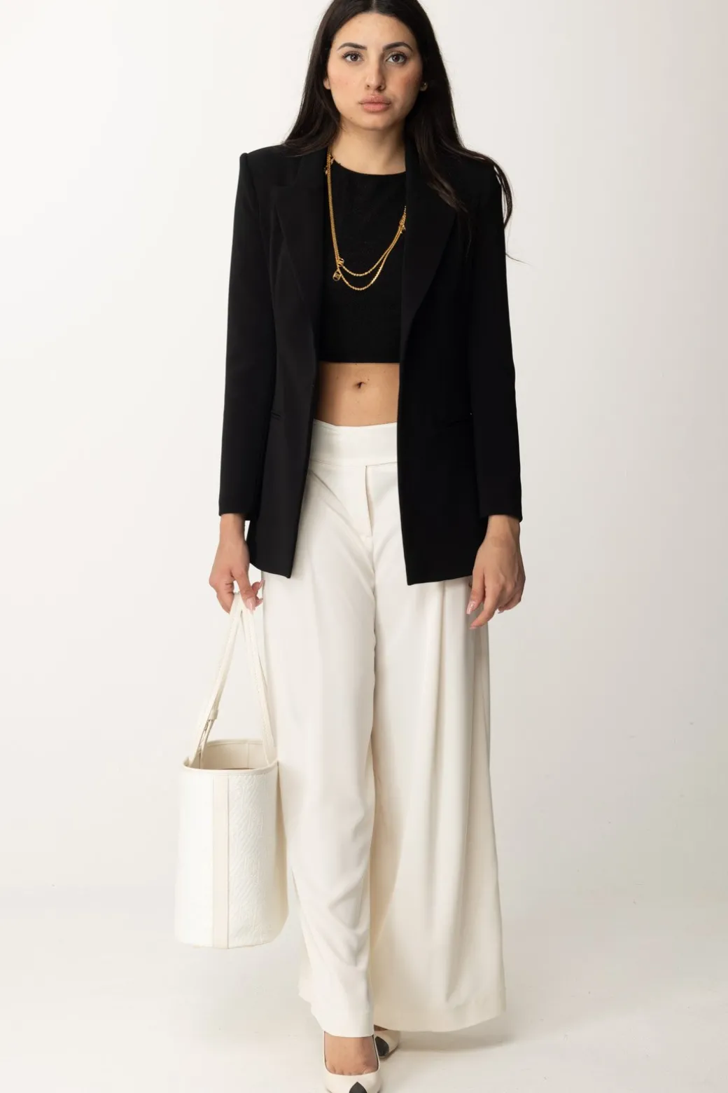 Pinko Pantaloni In Satin Effetto OpacoROSA FUMO BIANCO