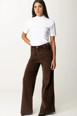 Pinko Pantaloni Wide Leg In VellutoMARRONE CASTANO