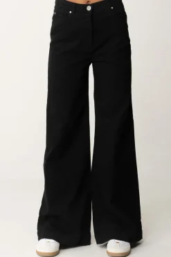 Pinko Pantaloni Wide Leg In VellutoNERO LIMOUSINE