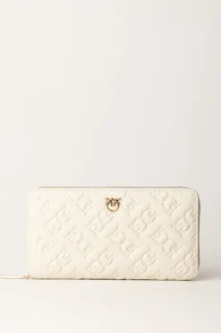 Pinko Portafogli Taylor Zip AroundBIANCO SETA-ANTIQUE GOLD