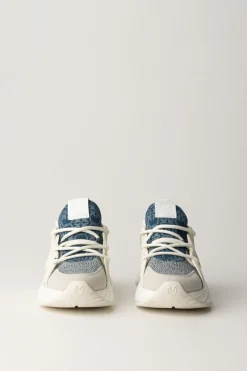 Pinko Sneakers con Logo e StrassBIANCO/DENIM