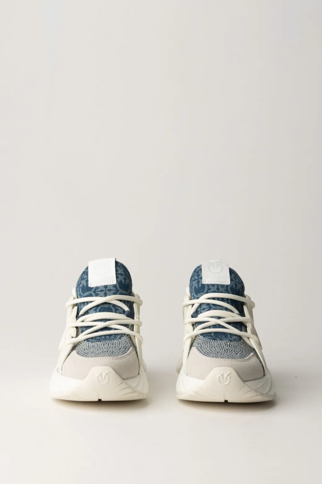 Pinko Sneakers con Logo e StrassBIANCO/DENIM