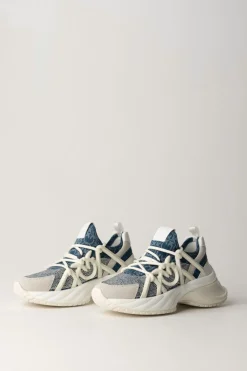 Pinko Sneakers con Logo e StrassBIANCO/DENIM