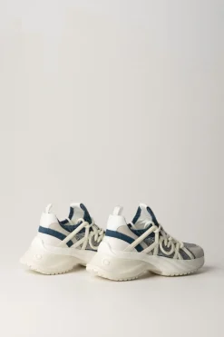 Pinko Sneakers con Logo e StrassBIANCO/DENIM