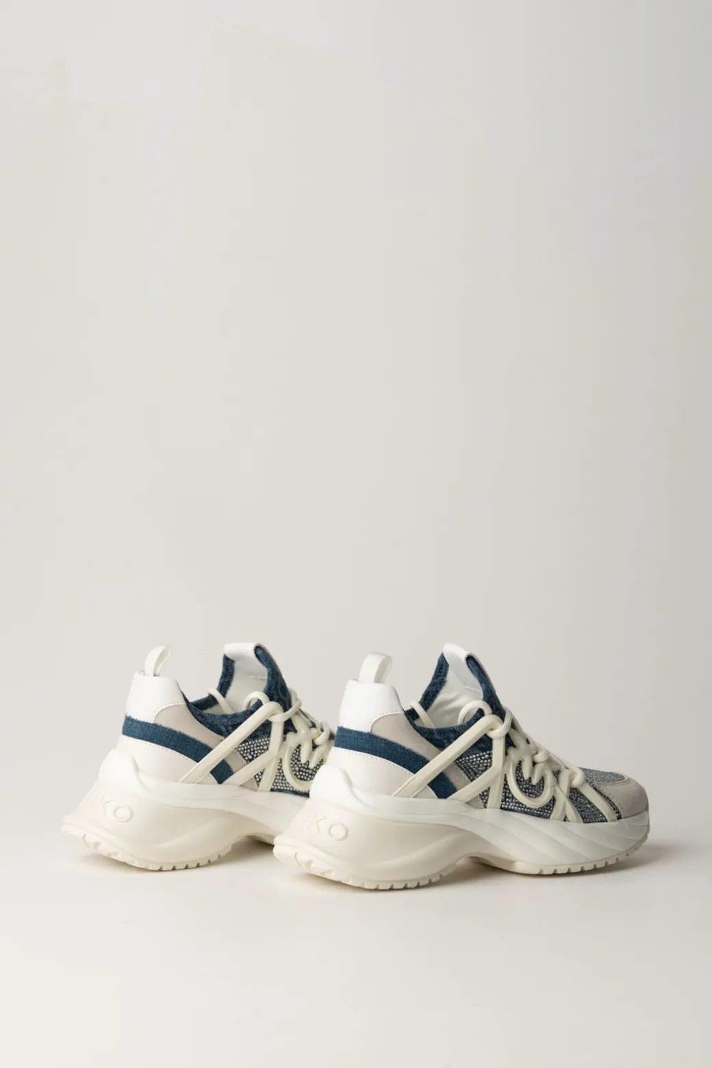 Pinko Sneakers con Logo e StrassBIANCO/DENIM