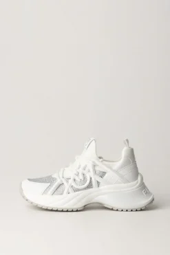 Pinko Sneakers con Logo e StrassBIANCO/CRYSTAL