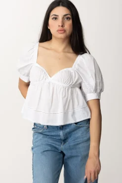 Pinko Top In Mussola con Ricamo a JourBIANCO BRILL.