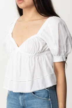 Pinko Top In Mussola con Ricamo a JourBIANCO BRILL.