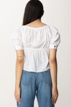 Pinko Top In Mussola con Ricamo a JourBIANCO BRILL.