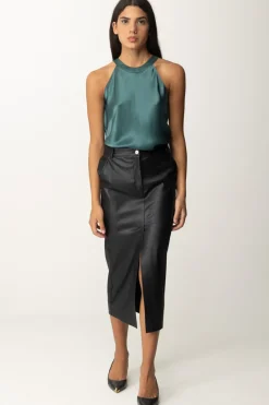 Pinko Top In Satin con FioccoVERDE BOTTIGLIA SCURO