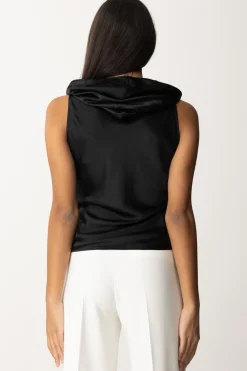 Pinko Top Satinato con DrappeggiNERO LIMOUSINE