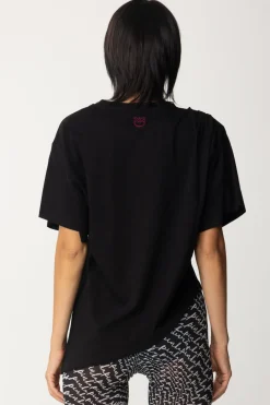 Pinko T-shirt Asimmetrica con ArricciatureNERO LIMOUSINE