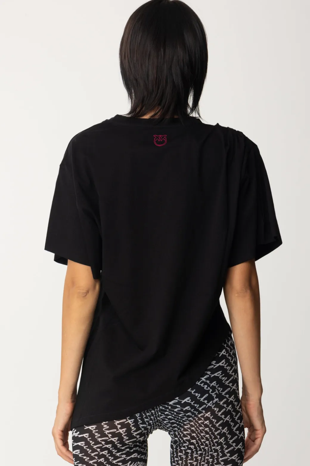 Pinko T-shirt Asimmetrica con ArricciatureNERO LIMOUSINE